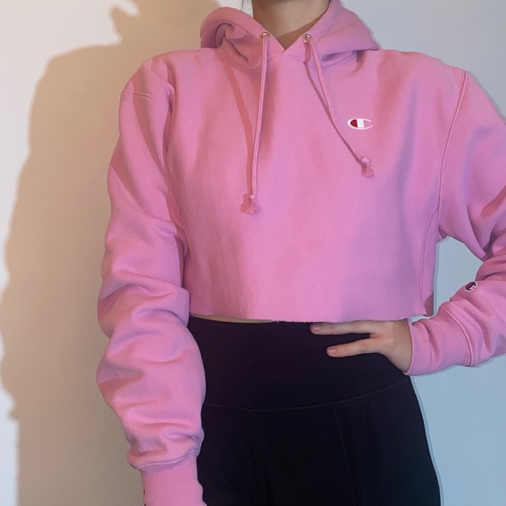 Champion cropped hoodie, Bright pink, size small